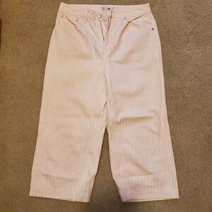 Topshop light pink pinstripe wide legged denim